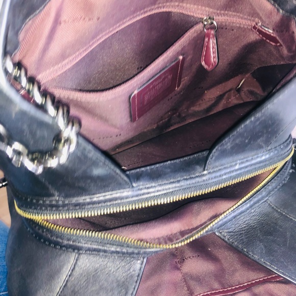 Coach Edie Quilted Black Leather Studded Turnlock Chain Straps Shoulder Bag❤️ - Picture 15 of 16